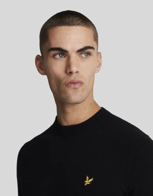 Lyle & Scott   lambswool blend crew neck jumper in  jet black marl , 4 of 7