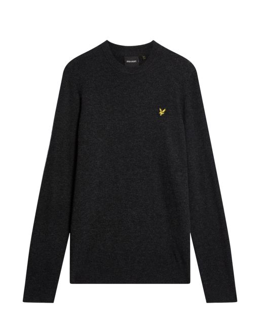 Lyle & Scott   lambswool blend crew neck jumper in  jet black marl , 6 of 7