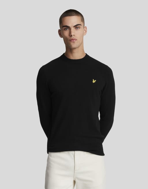 Lyle & Scott   lambswool blend crew neck jumper in  jet black marl , 7 of 7
