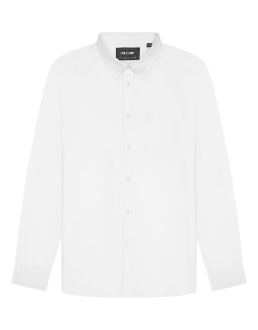 Lyle & Scott – Langärmliges, einfarbiges Oxford-Hemd aus Webstoff in 626 Weiß mit gleichfarbigem Adler-Motiv, 2 von 2