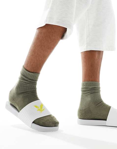 Lyle & Scott large icon logo sliders in white - view 1