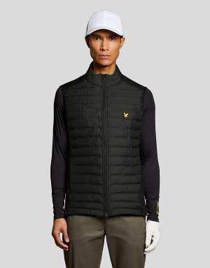 Lyle & Scott Light jackets hybrid quilted full zip golf gilet in z865 jet black