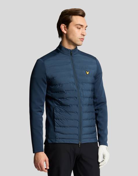 Lyle & Scott Light jackets hybrid quilted full zip golf jacket in x526 ryder blue - view 1