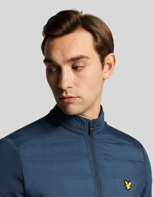Lyle & Scott Light jackets hybrid quilted full zip golf jacket in x526 ryder blue, 4 of 7