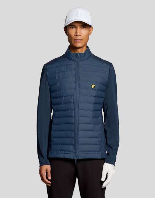 Lyle & Scott Light jackets hybrid quilted full zip golf jacket in x526 ryder blue, 6 of 7