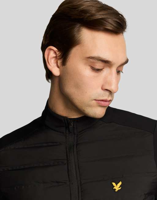 Lyle & Scott Light jackets hybrid quilted full zip golf jacket in z865 jet black, 4 of 7
