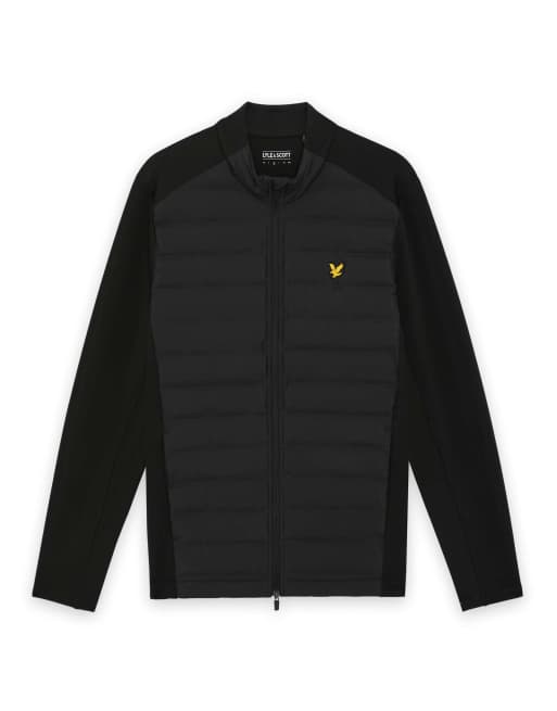 Lyle & Scott Light jackets hybrid quilted full zip golf jacket in z865 jet black, 5 of 7