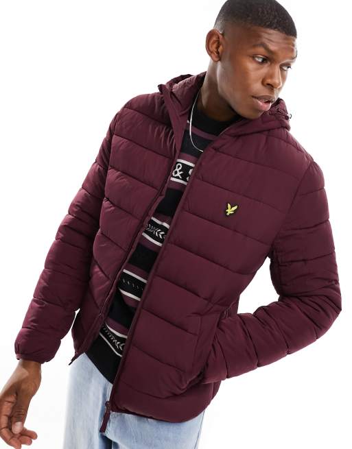 Lyle Scott Lightweight Puffer Jacket in burgundy ASOS