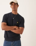 [Lyle & Scott] Lyle & Scott linen-blend t-shirt in navy XS Navy