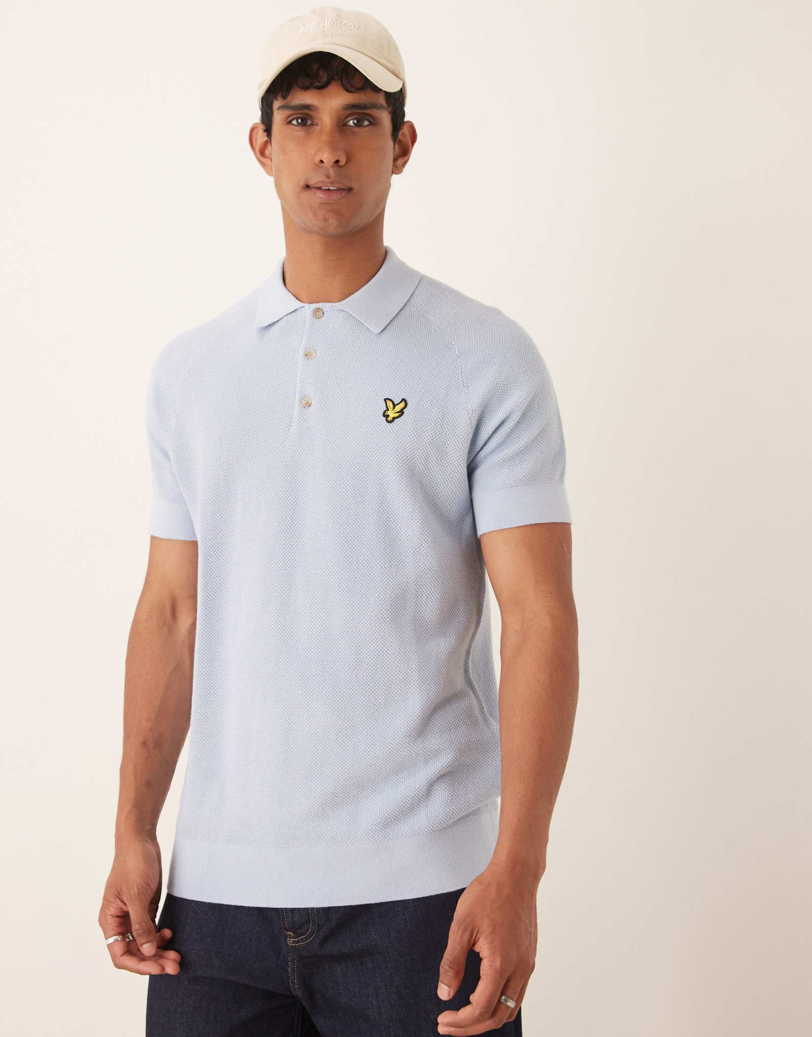 Рубашка-поло из льняной смеси Lyle &Scott светло-голубого цвета