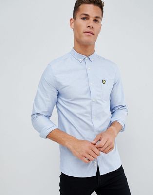 Lyle & Scott – Ljusblå oxfordskjorta med button down-krage i normal passform med örnlogga