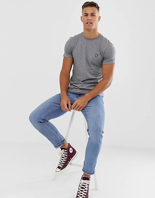 Thereby Influential Believer Lyle & Scott logo t-shirt in gray marl | ASOS