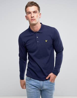 lyle and scott navy long sleeve polo