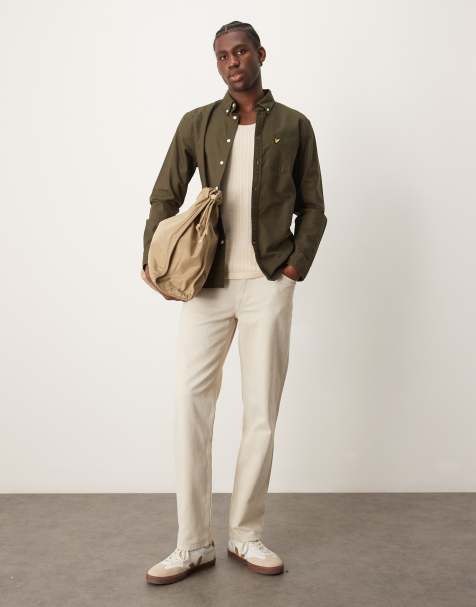 Lyle & Scott long sleeve oxford shirt in khaki - view 1