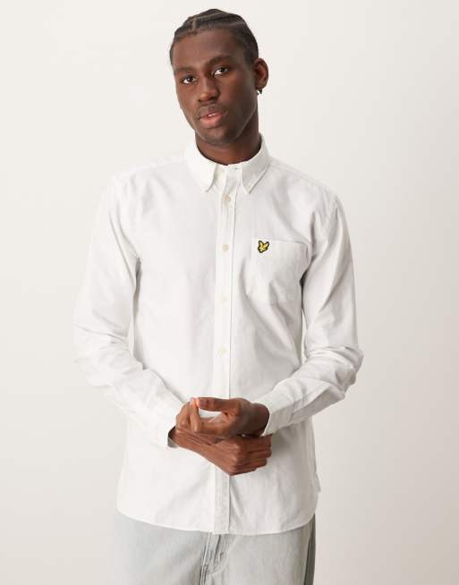 Lyle & Scott long sleeve oxford shirt in white | ASOS