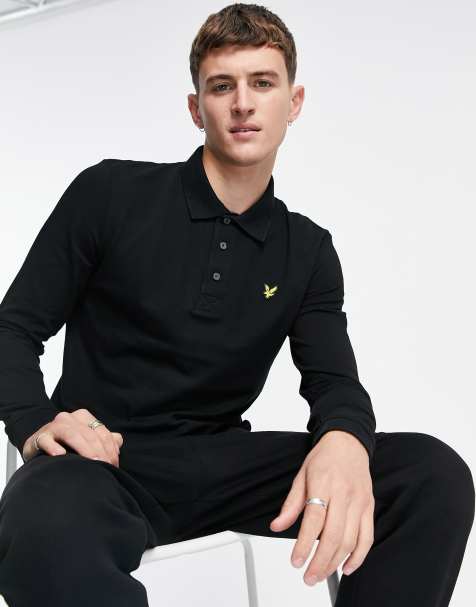 Lyle & Scott long sleeve polo in black    