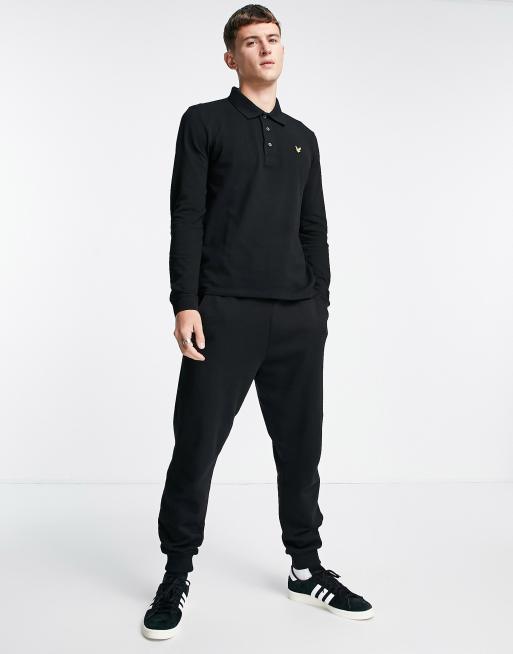 Lyle & Scott long sleeve polo in black    , 3 of 4