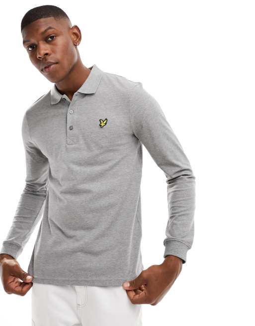 Lyle Scott Long Sleeve Polo Shirt in Grey