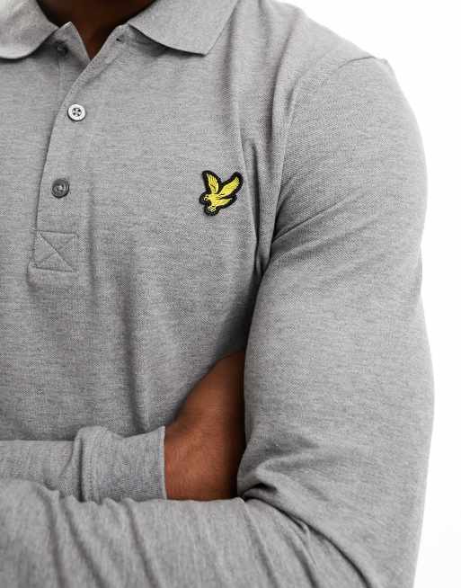 Lyle Scott Long Sleeve Polo Shirt in Grey