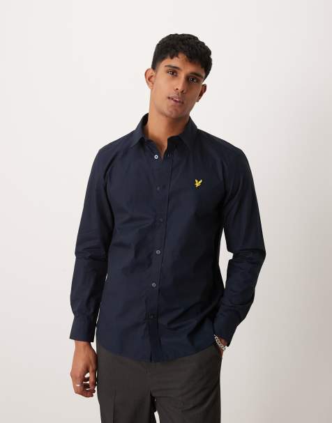 Lyle & Scott long sleeve poplin shirt in navy - view 1