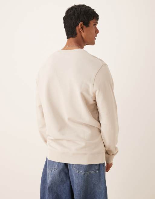 Lyle & Scott Loopback Embroidered Crew Neck Sweatshirt in beige, 3 of 4