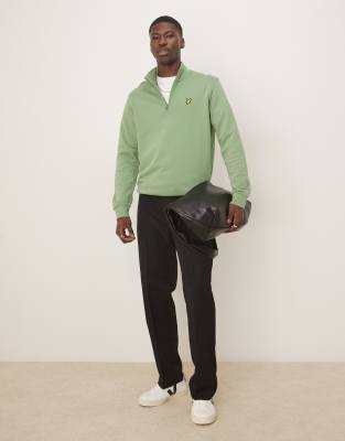 Lyle & Scott Loopback Quarter Zip Sweater In Green