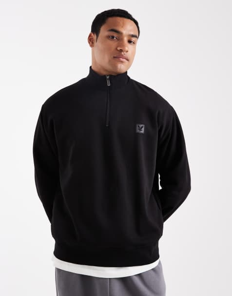 Lyle & Scott loungewear 1/4 zip sweatshirt in  jet black    - view 1