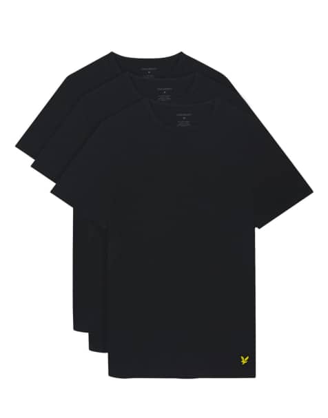 Lyle & Scott Loungewear basic 3 pack t-shirt in z865 jet black - view 1