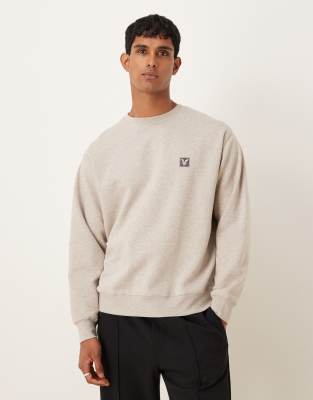 Lyle & Scott loungewear crew neck pullover in oatmeal marl-White