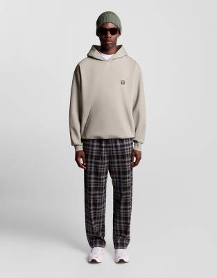 Lyle & Scott loungewear pullover hoodie in oatmeal marl-White