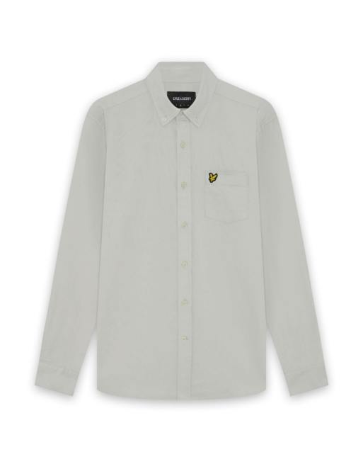 Lyle & Scott Ls chemise Oxford unie tissée en gris glacier z804, 5 de 6