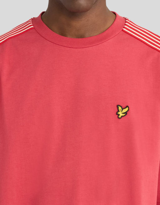 Lyle & Scott LS gestreiftes T-Shirt mit Tape in Granatrot, 3 von 6