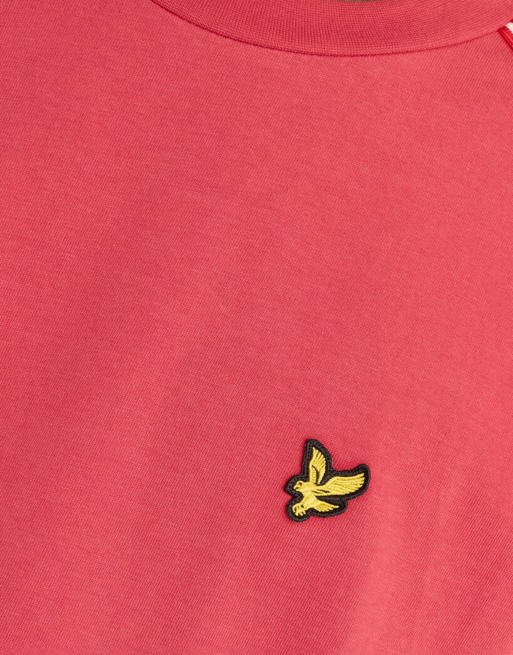 Lyle & Scott LS gestreiftes T-Shirt mit Tape in Granatrot, 6 von 6
