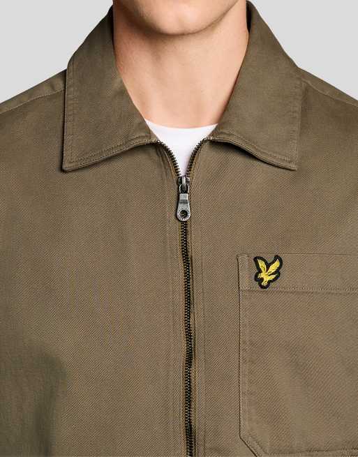 Lyle & Scott Ls gewebtes Hemd mit Enzymwaschung, durchgehendem Reißverschluss und Overshirt in x569 khaki ash, 3 von 6