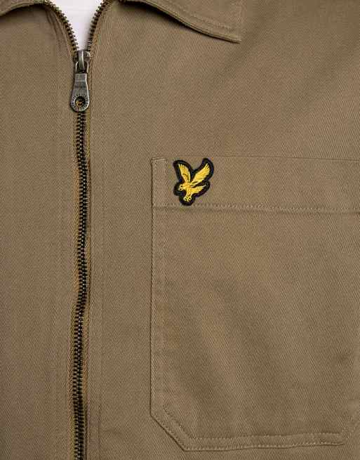 Lyle & Scott Ls gewebtes Hemd mit Enzymwaschung, durchgehendem Reißverschluss und Overshirt in x569 khaki ash, 6 von 6