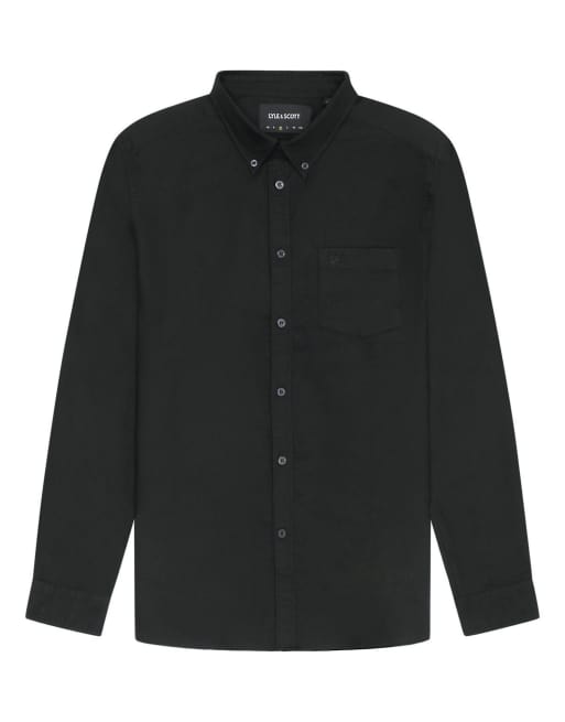Lyle & Scott Ls gewebtes Hemd mit Ton-in-Ton-Adler, schlichtes Oxford-Hemd in z865 Jet Black, 6 von 7