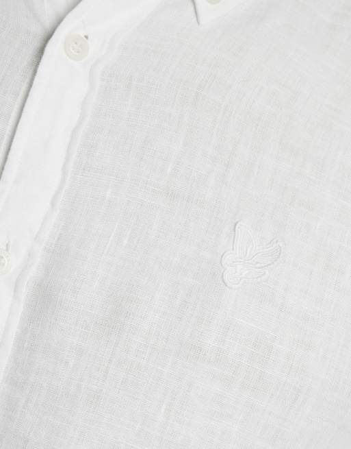 Lyle & Scott Ls gewebtes Langarm-Leinenhemd in 626 Weiß, 6 von 6