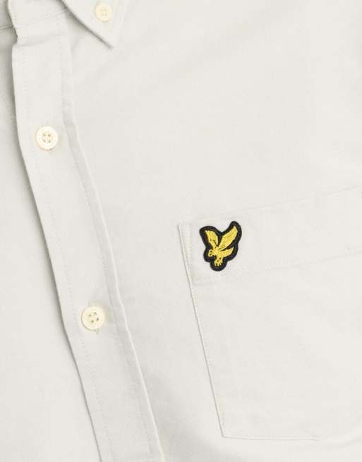 Lyle & Scott Ls geweven effen Oxford overhemd in z804 glacier grey, 6 van 6