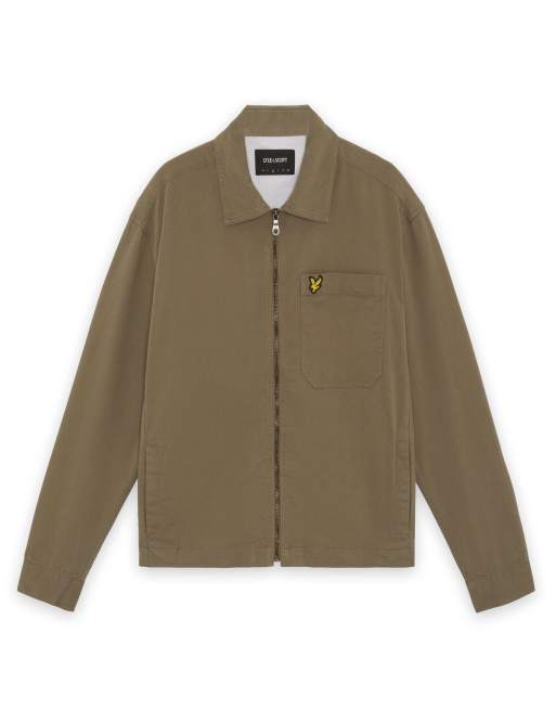 Lyle & Scott Ls geweven overhemd met enzymewassing en ritssluiting in x569 kaki as, 5 van 6