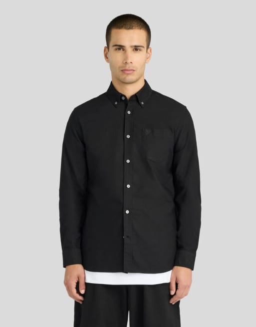 Lyle & Scott Ls geweven overhemd ton-sur-ton adelaar effen oxford overhemd in z865 jet black, 2 van 7