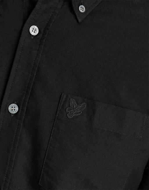 Lyle & Scott Ls geweven overhemd ton-sur-ton adelaar effen oxford overhemd in z865 jet black, 7 van 7