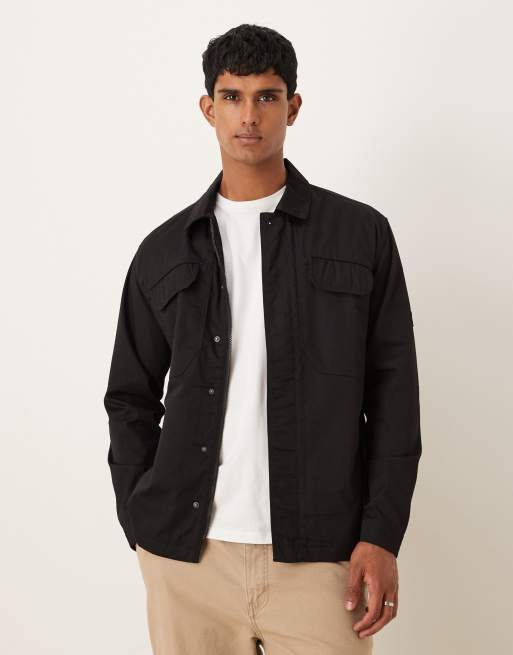 Lyle & Scott Ls  multi pocket overshirt in  jet black 
