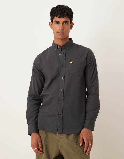 Lyle & Scott Ls  plain flannel shirt in  shadow 