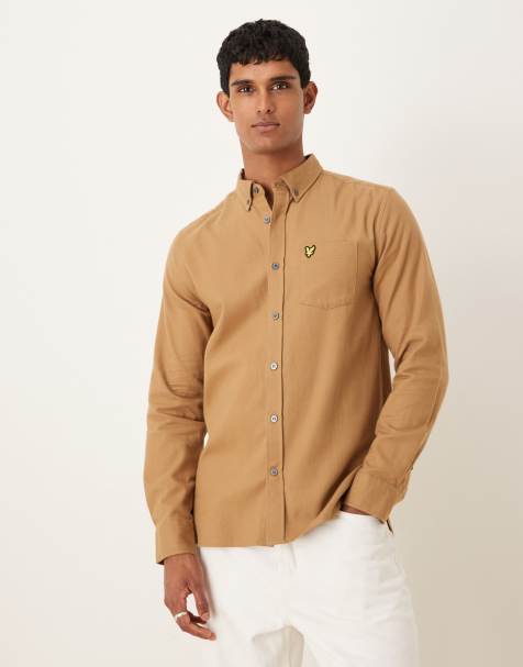 Lyle & Scott Ls  plain flannel shirt in  tigers eye - view 1