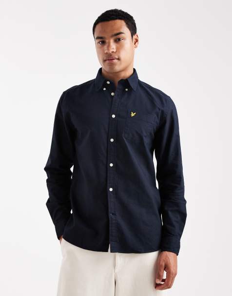 Lyle & Scott Ls  plain oxford shirt in  dark navy - view 1