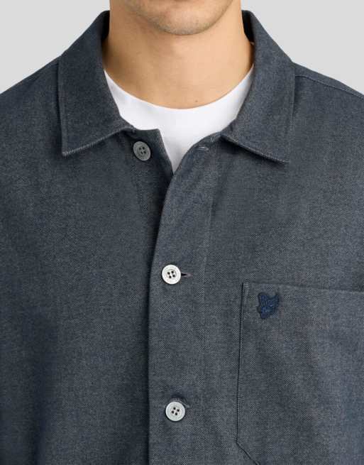 Lyle & Scott Ls sovracamicia in cotone pettinato, blu navy scuro, 3 di 5