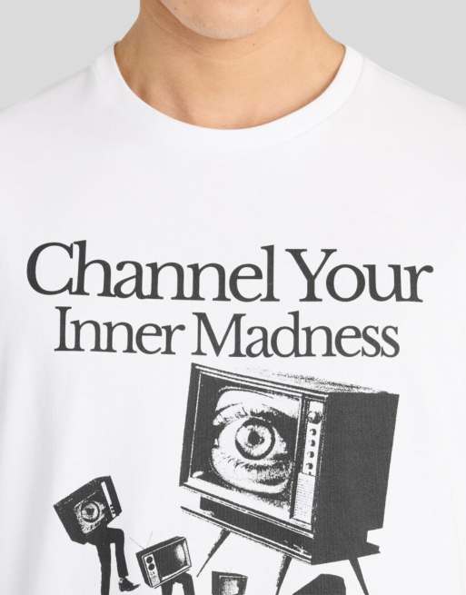 Lyle & Scott Ls t-shirt à imprimé graphique chaîne TV blanc, 3 de 6