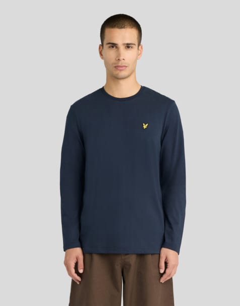 Lyle & Scott Ls t-shirt boxy fit long sleeve t-shirt in dark navy - view 1