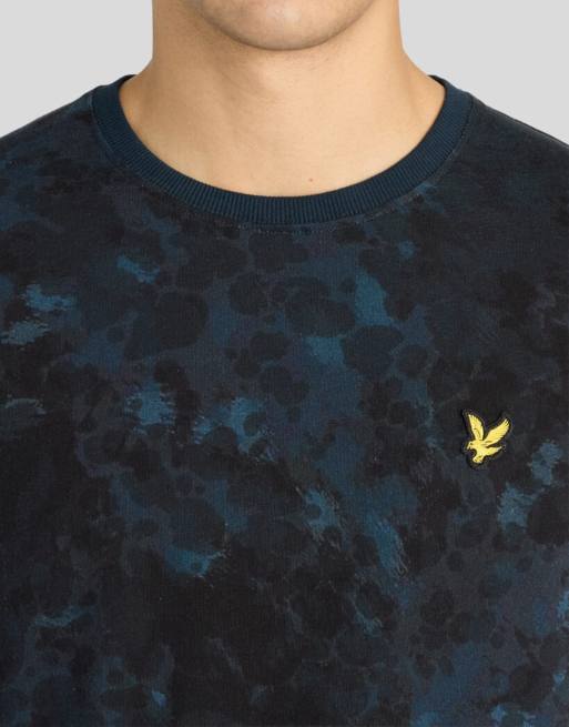 Lyle & Scott Ls t-shirt digital animal print script t-shirt in z271 dark navy, 3 of 6