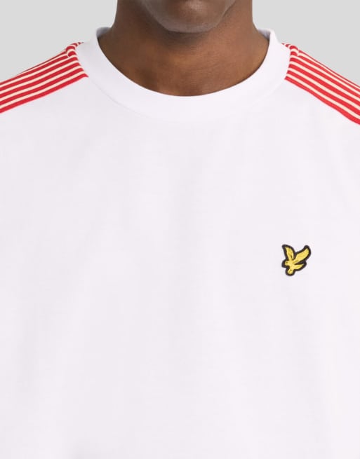 Lyle & Scott LS T-Shirt mit Streifen und Tape in Weiß, 3 von 6